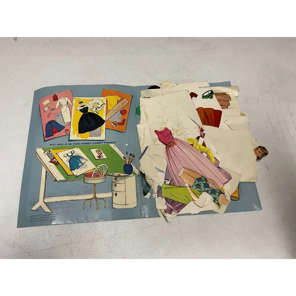 Vintage 1963 Barbie Ken Midge Paper Dolls Book Whitman Costumes Cut Out Set